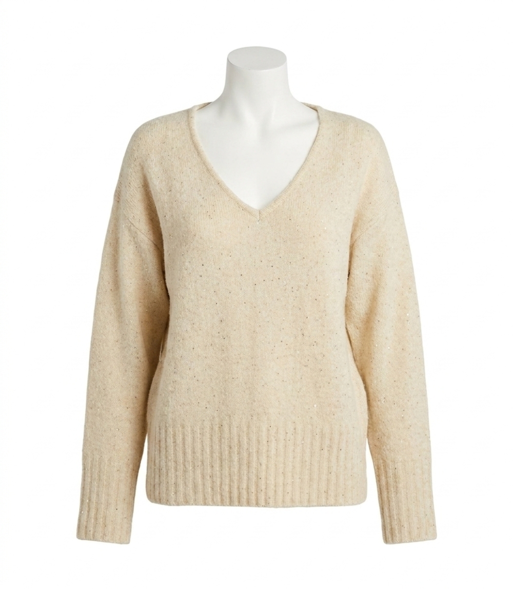 NEW MOLLY BRACKEN v-neck knitted sweater in cream